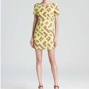 Anthropologie Plenty by Tracy Reese Geometrical Yellow & Tan Shift Dress